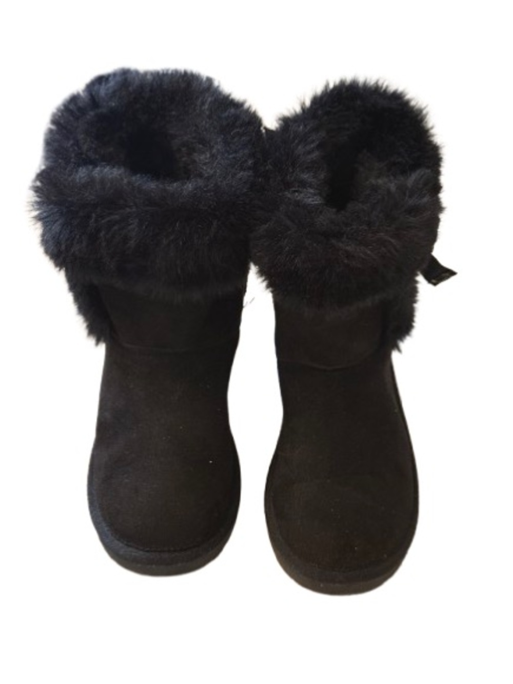 Juicy Couture Black Faux Fur Bow Winter Boots Womens Size 6 Y2K Cozy - Picture 2 of 6